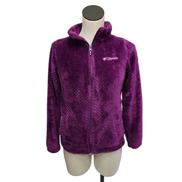 Columbia‎ Youth Fire Side Sherpa Full Zip Purple Fleece Jacket Size Large 14/16 - Picture 1 of 10